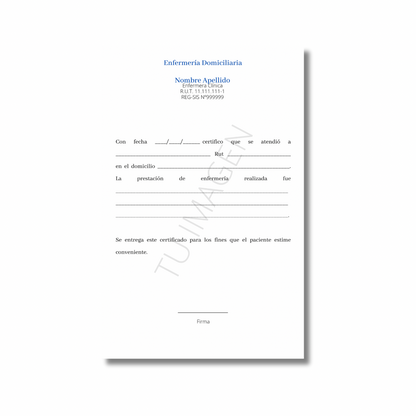 Talonario para enfermera/o personalizado - 100 hojas