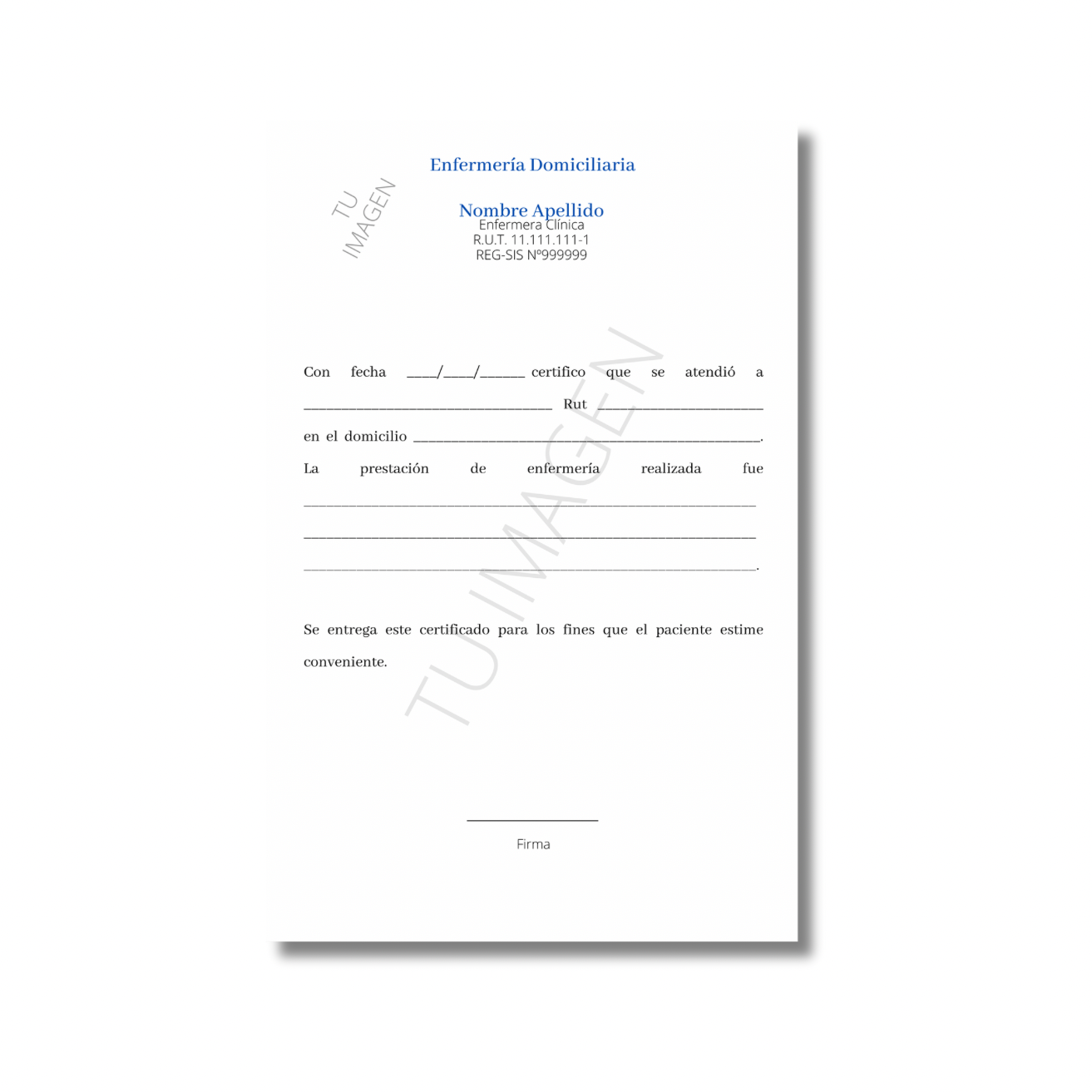 Talonario para enfermera/o personalizado - 100 hojas