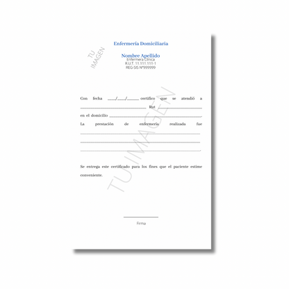 Talonario para enfermera/o personalizado - 100 hojas