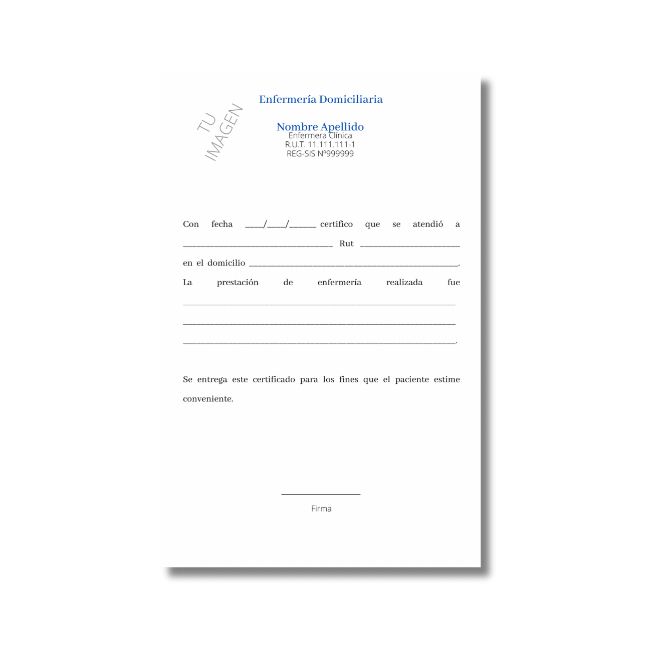 Talonario para enfermera/o personalizado - 100 hojas