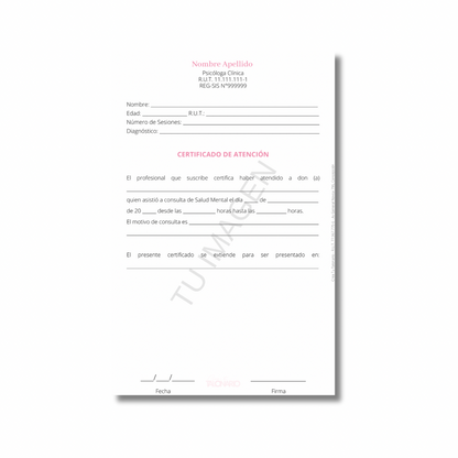Talonario para psicólogo/a personalizado - 100 hojas