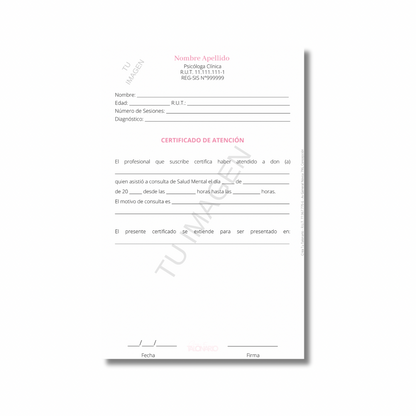 Talonario para psicólogo/a personalizado - 100 hojas