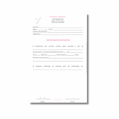 Talonario para psicólogo/a personalizado - 100 hojas