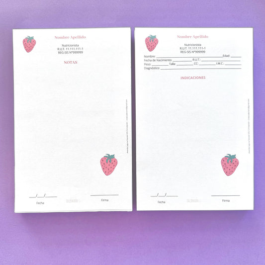 Talonario para Nutricionista personalizado - 100 hojas