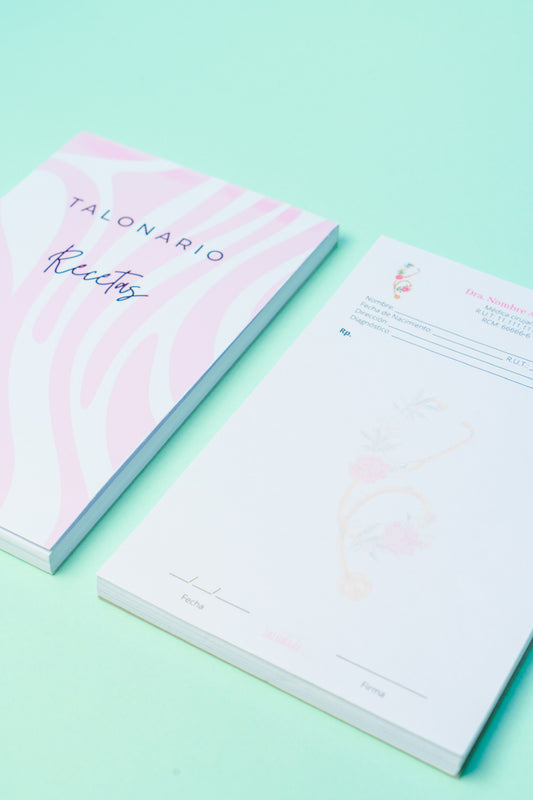 Talonario para médicos diseño predeterminado - 100 hojas - Tamaño Media Carta