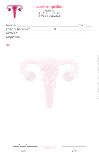 Talonario para matrona personalizado - 100 hojas