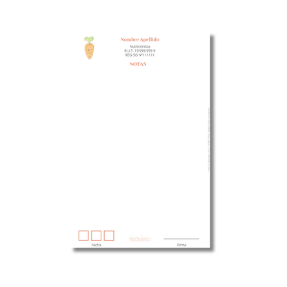 Talonario para nutricionistas diseño predeterminado - 100 hojas