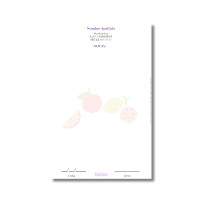 Talonario para nutricionistas diseño predeterminado - 100 hojas