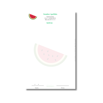 Talonario para nutricionistas diseño predeterminado - 100 hojas