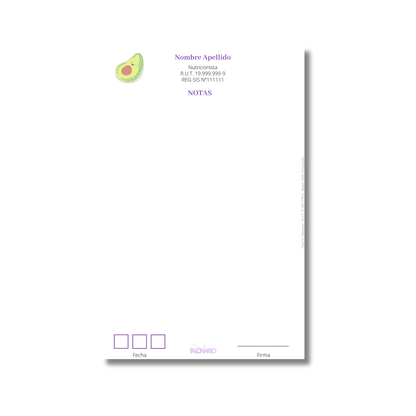 Talonario para nutricionistas diseño predeterminado - 100 hojas