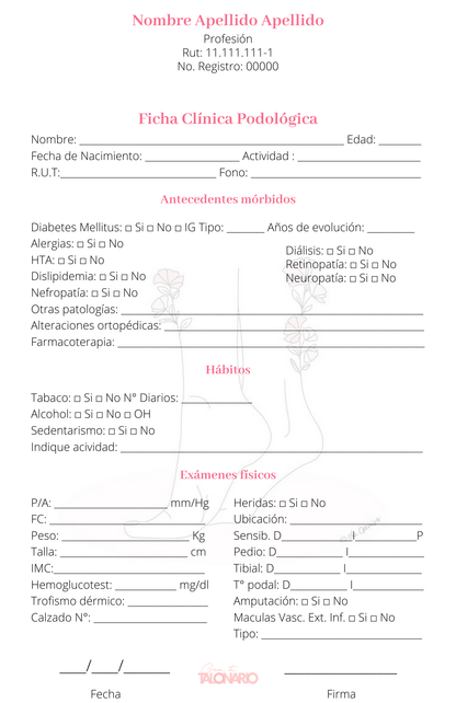 Talonario de ficha clinica personalizado - 100 hojas