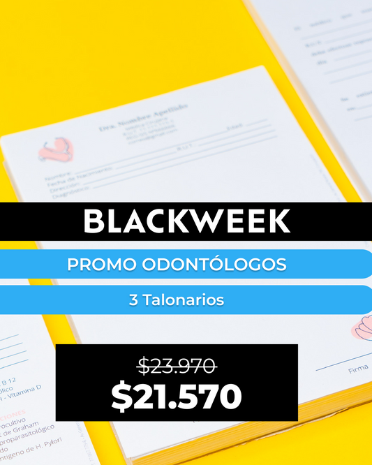 PROMO 3 Talonarios para odontólogos diseño predeterminado - 100 hojas