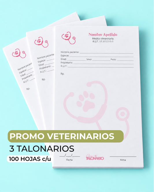 PROMO 3 Talonarios para Veterinarios/as predeterminado - 100 hojas