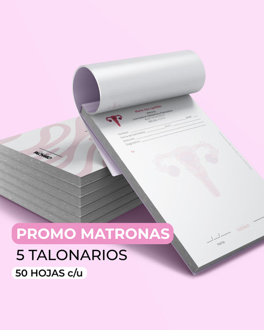 PROMO 5 Talonarios para matronas diseño predeterminado - 50 hojas