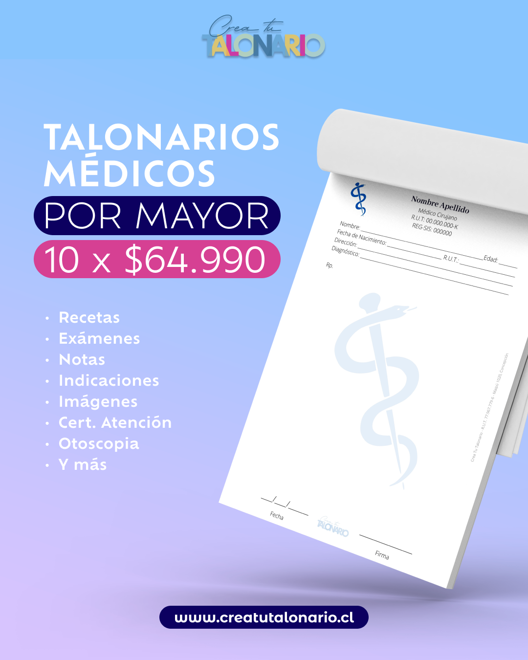 PROMO 10 Talonarios diseño predeterminado - 100 hojas (Copia)
