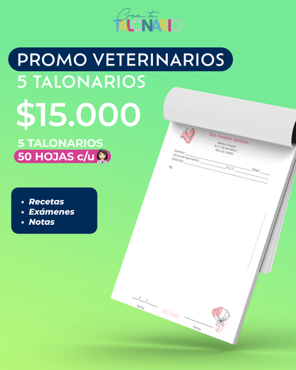 PROMO 5 Talonarios para Veterinarios/as predeterminado - 50 hojas